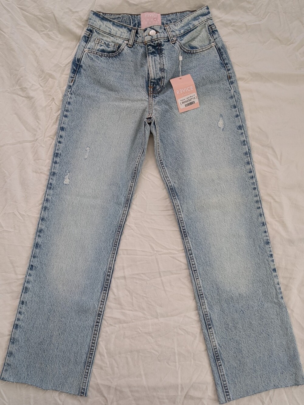 REVICE Pale Blue Straight Leg High-Rise Jeans